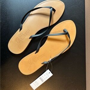 J. Crew Tan and Black Minimalist Sandals